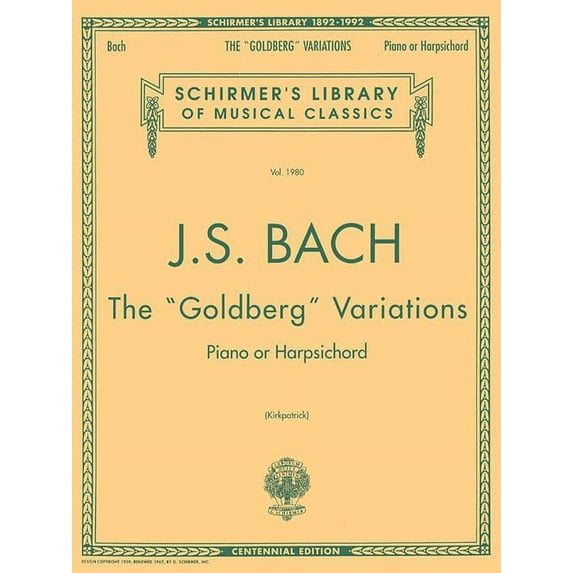 Schirmer's Library of Musical Class Bach Goldberg Variations Schirmer Library of Classics Vol. 1980 Advanced Piano Sheet Music, Book 1980, (Paperback)
