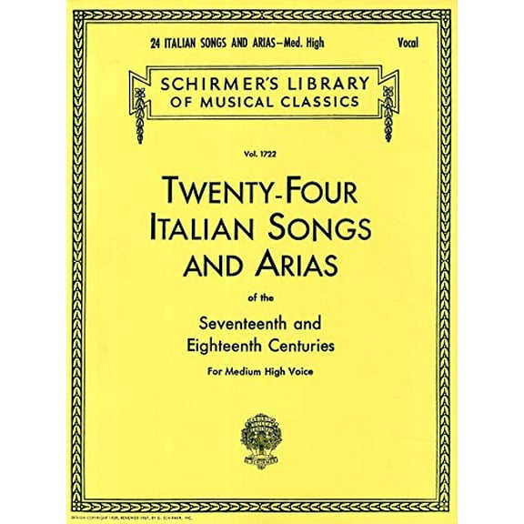 Pre-Owned 24 Italian Songs & Arias of the 17th & 18th Centuries: Schirmer Library of Classics Volume 1722 Medium High Voice Book Only (Paperback) 0793510066 9780793510061