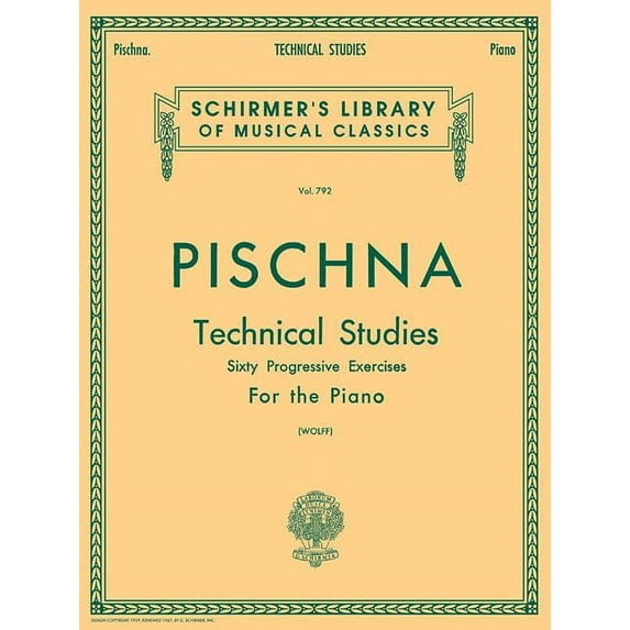 Schirmer's Library of Musical Class Pischna: Technical Studies for the Piano Method Book with Classical Technique Exercises for Late Intermediate Students P, Book 792, (Paperback)