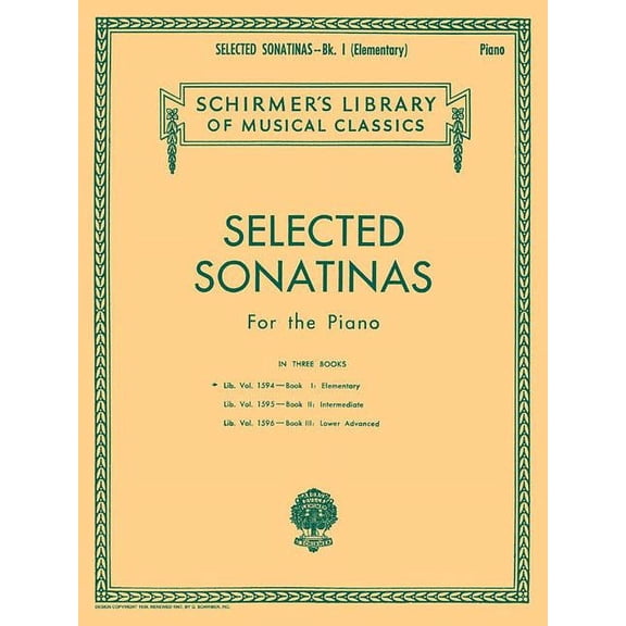 Schirmer's Library of Musical Class Selected Sonatinas - Book 1: Elementary: Schirmer Library of Classics Volume 1594 Easy Piano Solo, (Paperback)