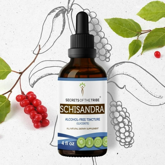 Secrets Of The Tribe Schisandra Tincture Dietary Supplement, Natural Herbal Extract for Stress and Liver Support, Schisandra (Schisandra chinensis) Dried Berry, Alcohol-Free Extract, Drops 4 oz