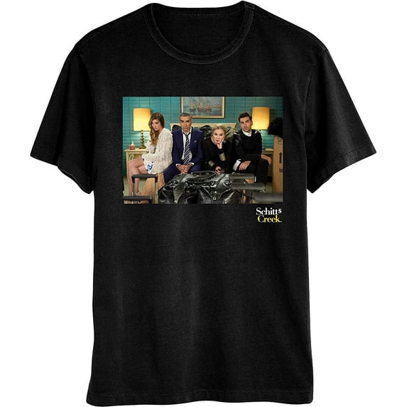 Schitt's Creek family photoreal Adult Fashion T-Shirt (X-Large, Black)
