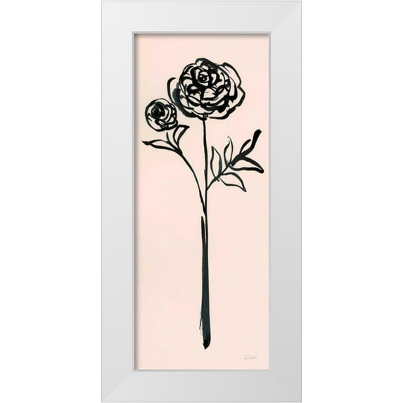 Schlabach, Sue 10x18 White Modern Wood Framed Museum Art Print Titled - Floral Line I on Pink