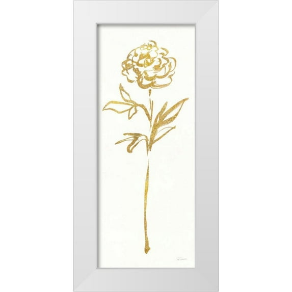 Schlabach, Sue 10x18 White Modern Wood Framed Museum Art Print Titled - Floral Line II White Gold