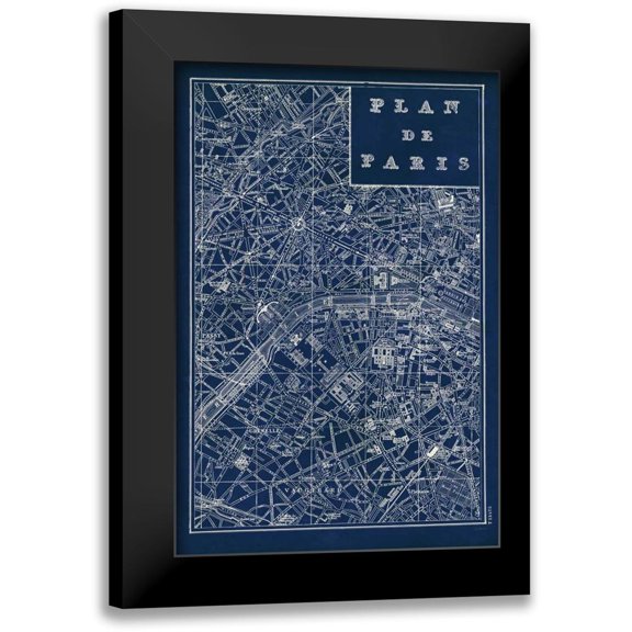 Schlabach, Sue 11x14 Black Modern Framed Museum Art Print Titled - Blueprint Map Paris