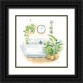 thumbnail image 1 of Schlabach, Sue 12x12 Black Ornate Wood Framed with Double Matting Museum Art Print Titled - Greenery Bath II, 1 of 4