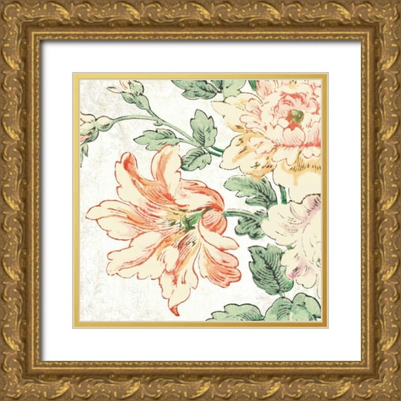 Schlabach, Sue 12x12 Gold Ornate Wood Framed with Double Matting Museum Art Print Titled - Cottage Roses VII