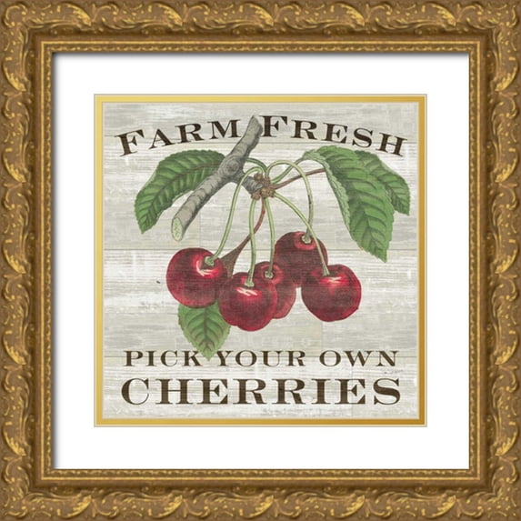 Schlabach, Sue 12x12 Gold Ornate Wood Framed with Double Matting Museum Art Print Titled - Farm Fresh Cherries