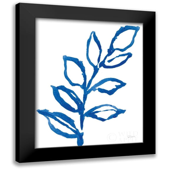 Schlabach, Sue 12x14 Black Modern Framed Museum Art Print Titled - Leafy Blue I