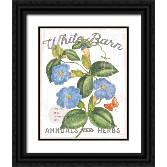 Schlabach, Sue 12x14 Black Ornate Wood Framed with Double Matting Museum Art Print Titled - White Barn Flowers II