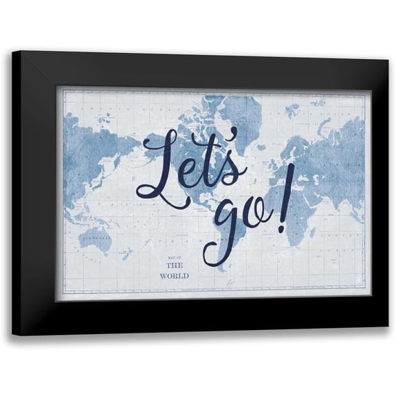 Schlabach, Sue 14x11 Black Modern Framed Museum Art Print Titled - Blueprint World Map Lets Go