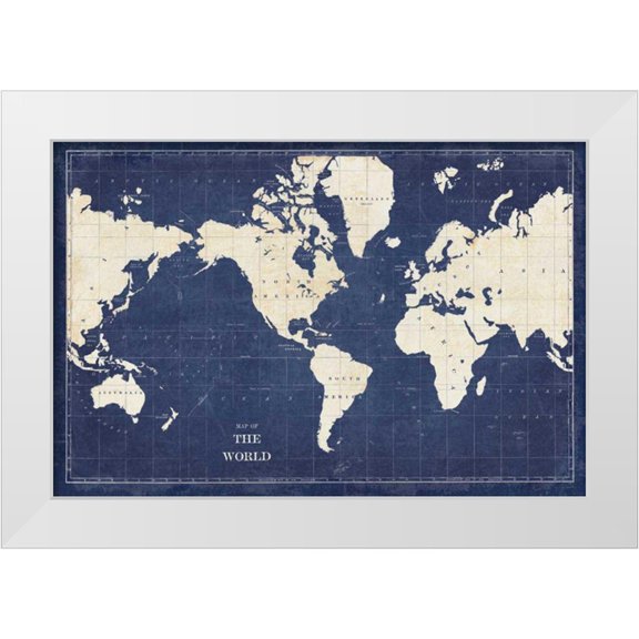 Schlabach, Sue 14x11 White Modern Wood Framed Museum Art Print Titled - Blueprint World Map