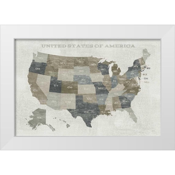 Schlabach, Sue 14x11 White Modern Wood Framed Museum Art Print Titled - Slate US Map