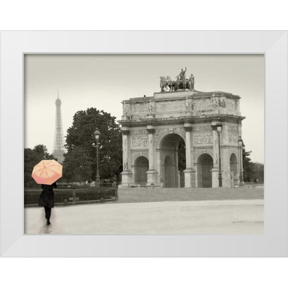 Schlabach, Sue 14x12 White Modern Wood Framed Museum Art Print Titled - Paris in the Rain I