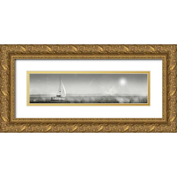 Schlabach, Sue 14x7 Gold Ornate Wood Framed with Double Matting Museum Art Print Titled - Lake Sail