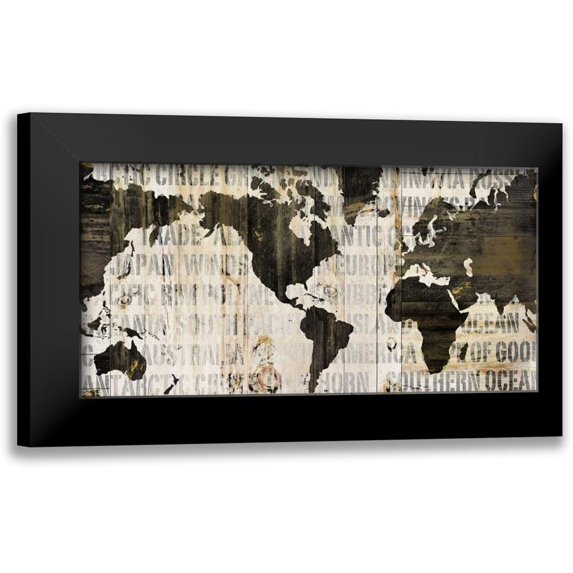Schlabach, Sue 14x9 Black Modern Framed Museum Art Print Titled - Crate World Map Neutral