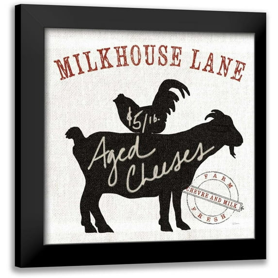 Schlabach, Sue 15x15 Black Modern Framed Museum Art Print Titled - Farm Linen Goat Black