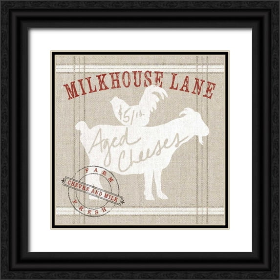 Schlabach, Sue 15x15 Black Ornate Wood Framed with Double Matting Museum Art Print Titled - Farm linen goat