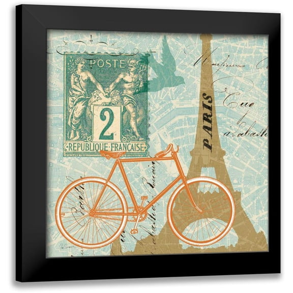 Schlabach, Sue 20x20 Black Modern Framed Museum Art Print Titled - Postcard from Paris Collage