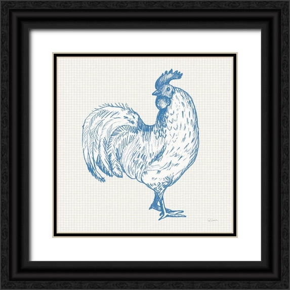 Schlabach, Sue 20x20 Black Ornate Wood Framed with Double Matting Museum Art Print Titled - Cottage Rooster III