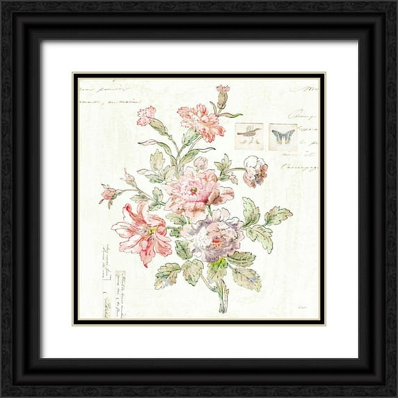 Schlabach, Sue 20x20 Black Ornate Wood Framed with Double Matting Museum Art Print Titled - Cottage Roses III