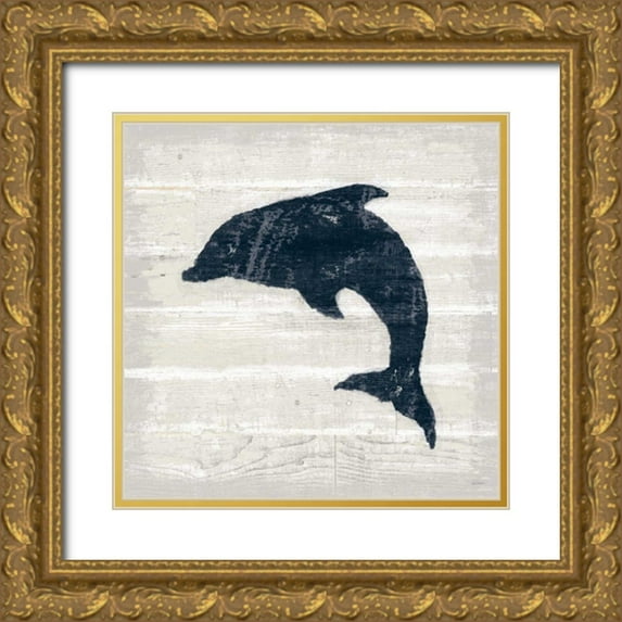 Schlabach, Sue 20x20 Gold Ornate Wood Framed with Double Matting Museum Art Print Titled - Driftwood Coast VIII Blue