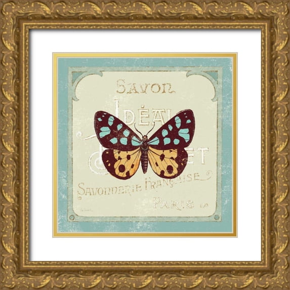 Schlabach, Sue 20x20 Gold Ornate Wood Framed with Double Matting Museum Art Print Titled - Parisian Butterfly I