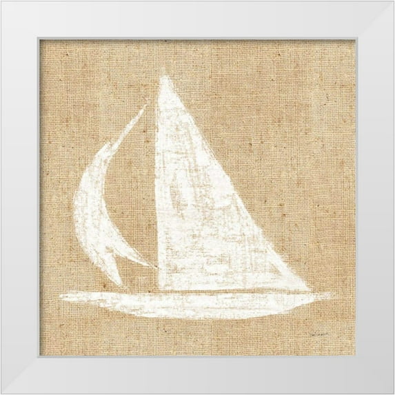 Schlabach, Sue 20x20 White Modern Wood Framed Museum Art Print Titled - Driftwood Coast II White Burlap