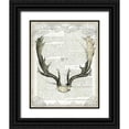 thumbnail image 1 of Schlabach, Sue 20x24 Black Ornate Wood Framed with Double Matting Museum Art Print Titled - Regal Antlers on Newsprint II, 1 of 4