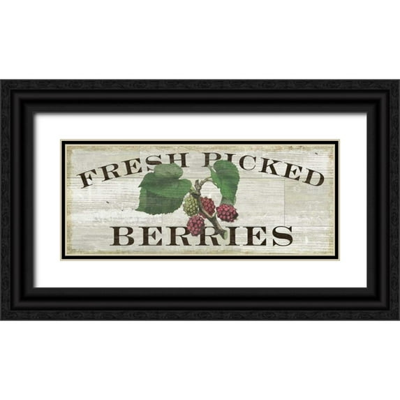 Schlabach, Sue 24x12 Black Ornate Wood Framed with Double Matting Museum Art Print Titled - Farm Fresh Raspberries