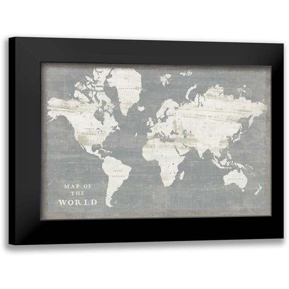 Schlabach, Sue 24x17 Black Modern Framed Museum Art Print Titled - Slate World Map