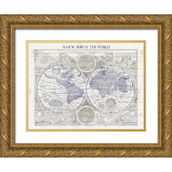 Schlabach, Sue 24x19 Gold Ornate Wood Framed with Double Matting Museum Art Print Titled - A New Map of the World