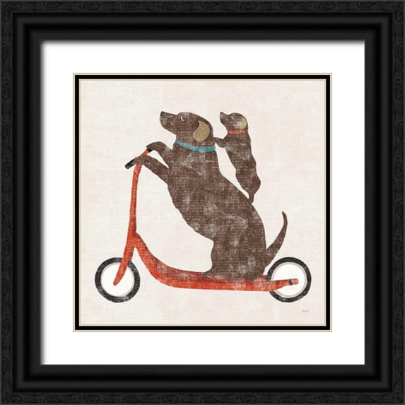 Schlabach, Sue 26x26 Black Ornate Wood Framed with Double Matting Museum Art Print Titled - Doxie Ride Working