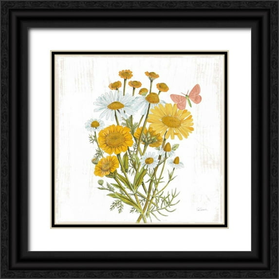 Schlabach, Sue 26x26 Black Ornate Wood Framed with Double Matting Museum Art Print Titled - White Barn Flowers X Sq