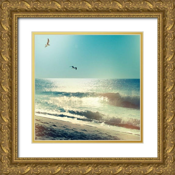 Schlabach, Sue 26x26 Gold Ornate Wood Framed with Double Matting Museum Art Print Titled - Coastline Waves no Word