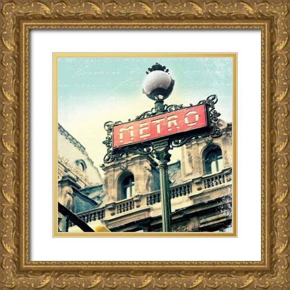 Schlabach, Sue 26x26 Gold Ornate Wood Framed with Double Matting Museum Art Print Titled - Paris Metro Letter