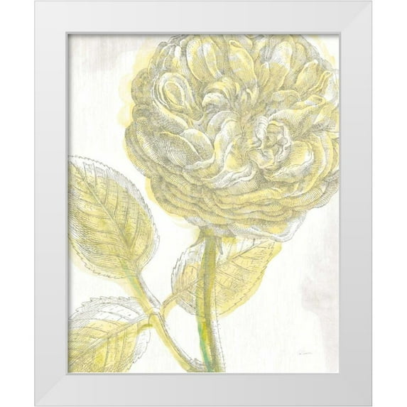 Schlabach, Sue 26x31 White Modern Wood Framed Museum Art Print Titled - Belle Fleur Yellow III Crop