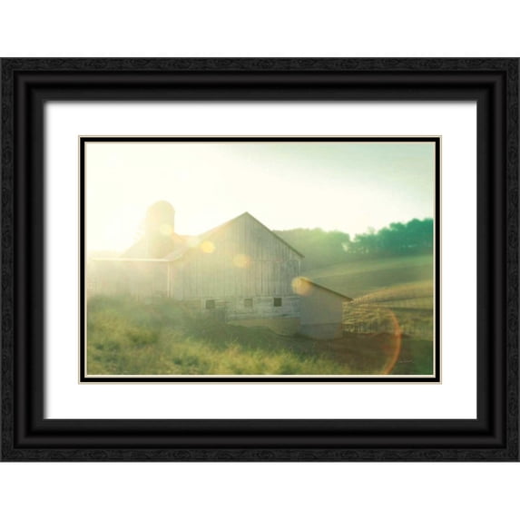 Schlabach, Sue 32x23 Black Ornate Wood Framed with Double Matting Museum Art Print Titled - Farm Morning II Square