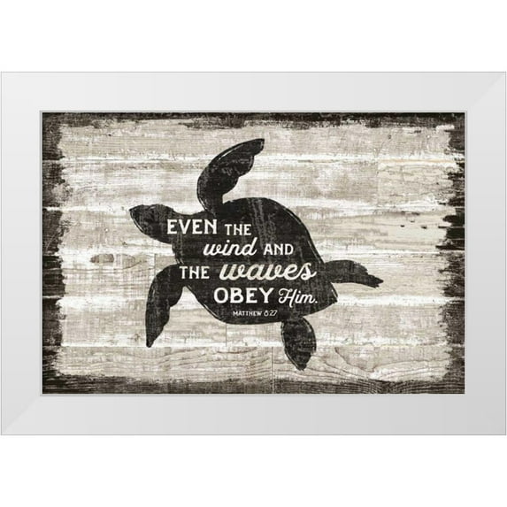 Schlabach, Sue 32x23 White Modern Wood Framed Museum Art Print Titled - Driftwood Coast Scripture III