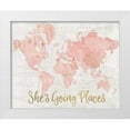 thumbnail image 1 of Schlabach, Sue 32x26 White Modern Wood Framed Museum Art Print Titled - Across the World Shes Going Places Pink, 1 of 4