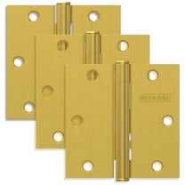 Schlage 1010 Pack Of Three 3.5" X 3.5" Square Corner Plain Bearing Mortise Hinges - Brass