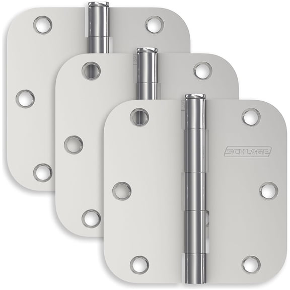 Schlage 1011 Pack Of Three 3.5" X 3.5" Plain Bearing 5/8" Radius Corner Mortise Hinges -