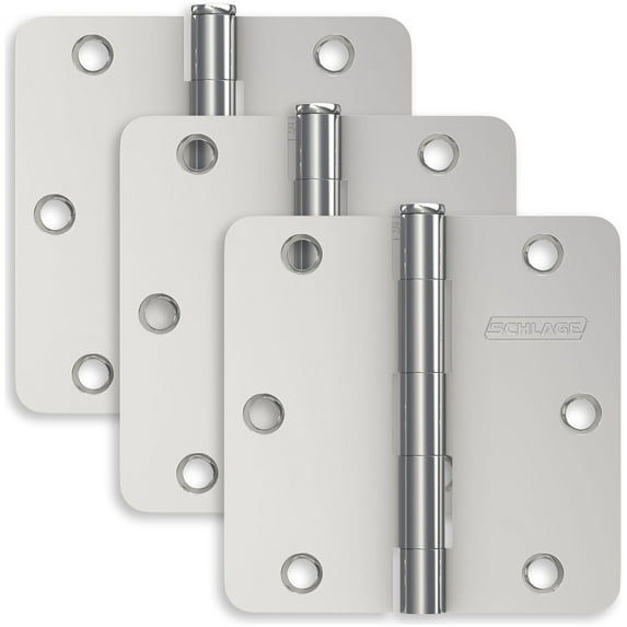 Schlage 1012 Pack Of Three 3.5" X 3.5" Plain Bearing 1/4" Radius Corner Mortise Hinges -