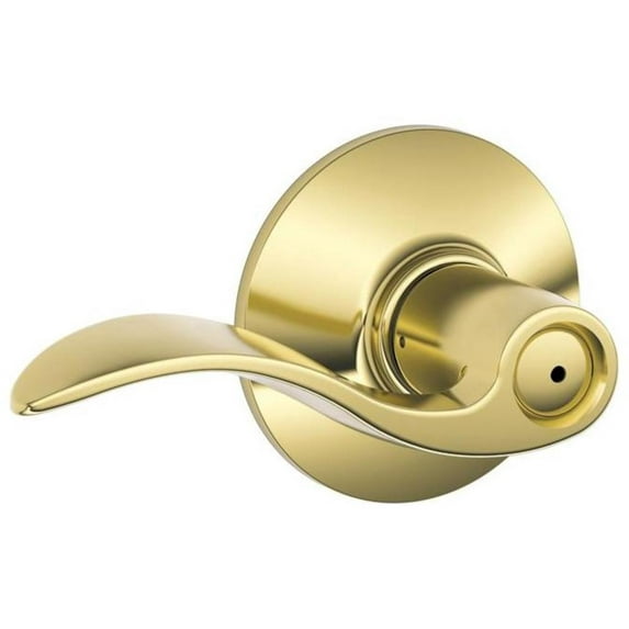 Schlage Accent F40 Privacy Lever, Polished Brass