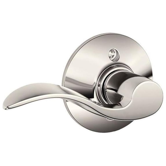 Schlage Accent Lever Non-Turning Lock in Polished Nickel - Left Handed - F170 ACC 618 LH