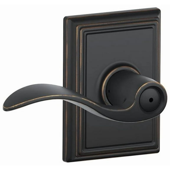 Schlage Accent Lever with Addison Trim Bed and Bath Lock in Aged Bronze - F40 ACC 716 ADD