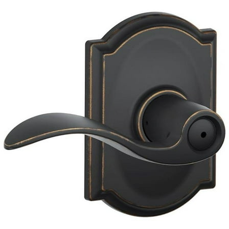 Schlage Accent Lever with Camelot Trim Bed and Bath Lock in Aged Bronze - F40 ACC 716 CAM