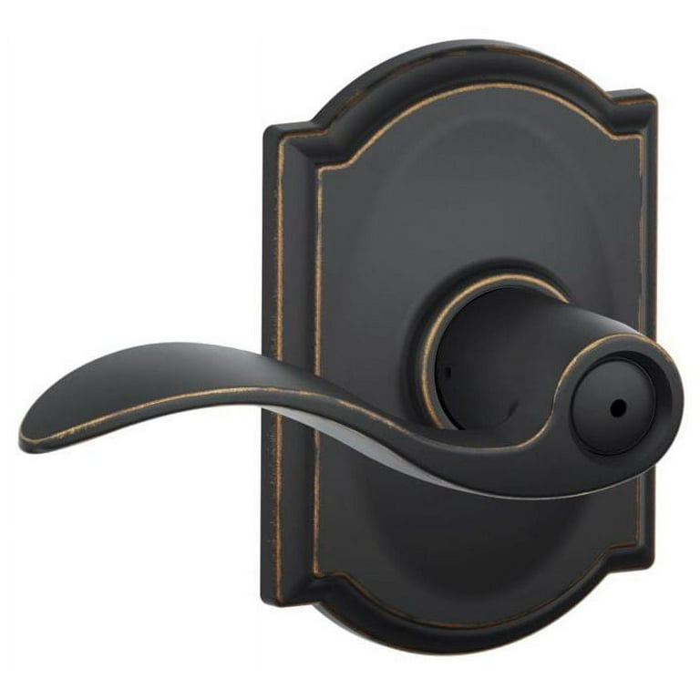 Accent Aged Bronze Privacy Bed/Bath Door Lever with Camelot Trim Accent Aged Bronze Privacy Bed/Bath Door Lever with Camelot Trim