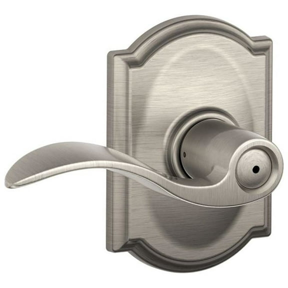 Schlage Accent Lever with Camelot Trim Bed and Bath Lock in Satin Nickel - F40 ACC 619 CAM