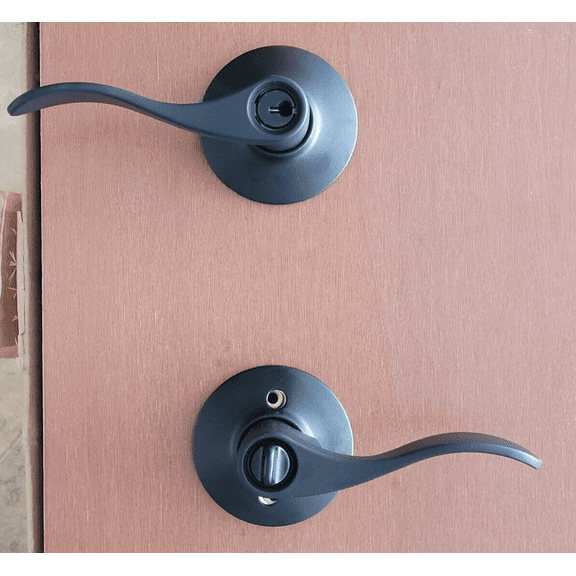 Schlage Accent Matte Black Keyed Entry Door Lock Lever Handle F51A ACC 622